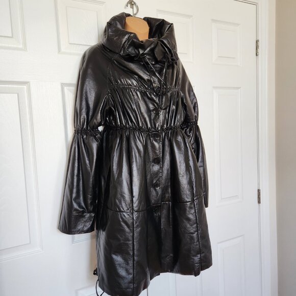 VESPUCCI SOFT LEATHER BLACK COAT OVERSIZE STYLE SIZE M - Picture 2 of 14